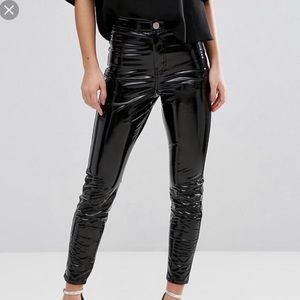 ASOS Denim Vinyl Black Pants 24